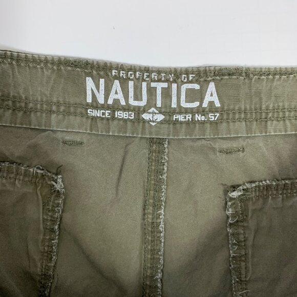Nautica Cargo Deck Shorts Mens Size 40 Army Green Utility Outdoor Pockets Cotton - Picture 7 of 14